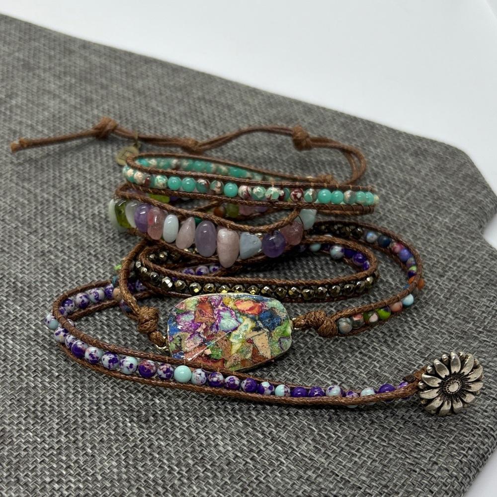 Dylan Kelly Bohemian Multicolor Gemstone Wrap Bracelet
